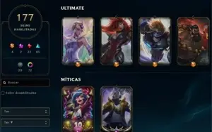 Vendo conta LOL c/ 177 skins nv 847 MMR Gold/Platina