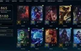 Vendo conta LOL c/ 177 skins nv 847 MMR Gold/Platina
