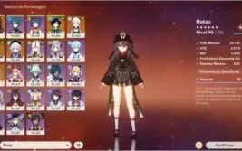 Conta Genshin AR52 - hutaoC1+baculo de homa+ayaka+venti+qiqi
