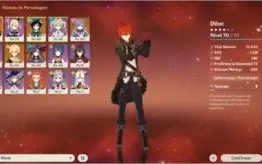 Conta Genshin Impact com 4 personagens 5 estrelas.
