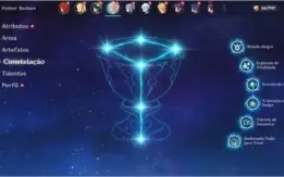 Conta Genshin Impact com 4 personagens 5 estrelas.