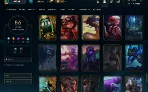 Unranked com TODOS os champs e 86 Skins + 1900 RP