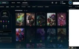 Conta League of Legends Gold 2,Todos os Campeões,93 skins