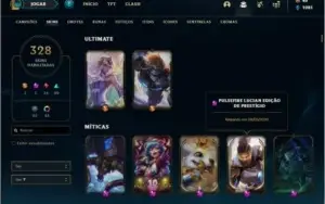 Conta ouro 4 com 130 champs e 328 skins +48 cromas