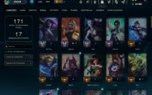 Platina 4 com 70 Champs e 8 Skins