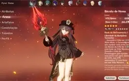 CONTA GENSHIN HUTAO COM HOMA AR56 7 ARMAS 5* BAAL E +
