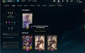 Conta ouro 2 com TODOS os champs e 131 Skins + 2 Prestigios