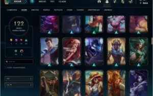 Conta prata 3 com 122 skins e 86 champs