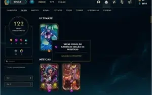 Conta prata 3 com 122 skins e 86 champs