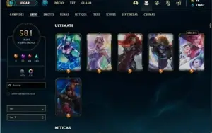 Conta ouro 4 com TODOS os champs e 581 Skins + 8 Prestigios