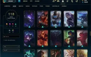 Conta Unranked com 100 Champs e 119 Skins