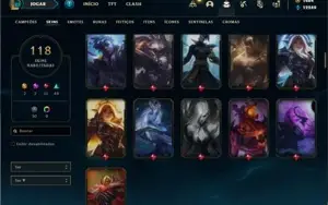 Conta Unranked com 100 Champs e 119 Skins