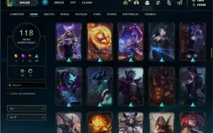 Conta Unranked com 100 Champs e 119 Skins