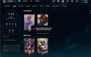 Conta Unranked com 100 Champs e 119 Skins