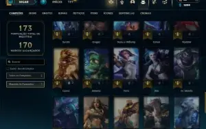 Ouro 4 com 60 Champs e 37 Skins + 2 Prestigios da Akali