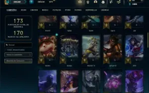 Ouro 4 com 60 Champs e 37 Skins + 2 Prestigios da Akali