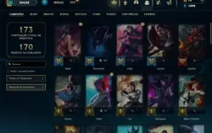 Ouro 4 com 60 Champs e 37 Skins + 2 Prestigios da Akali