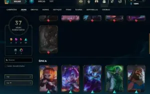 Ouro 4 com 60 Champs e 37 Skins + 2 Prestigios da Akali