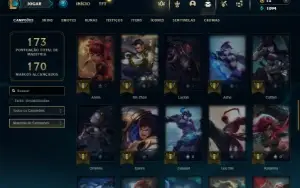 Ouro 4 com 60 Champs e 37 Skins + 2 Prestigios da Akali