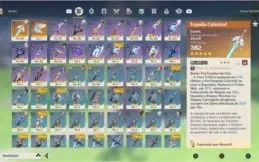 Conta AR-39 Venti,Itto,Qiqi,Childe,Jean + 2 armas 5 stars
