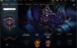 Conta no LoL Lv419 Com Skin, Unranked, Todos os Champs