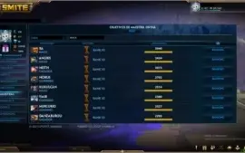 Conta de Smite de 1034 skins nivel 158 todos os deuses