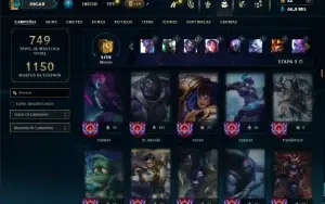 Ouro 4 com TODOS os champs e 408 Skins  (TOP / JG)