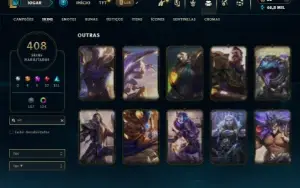 Ouro 4 com TODOS os champs e 408 Skins  (TOP / JG)