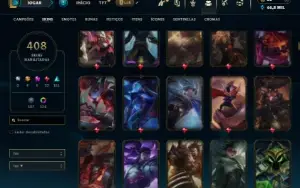 Ouro 4 com TODOS os champs e 408 Skins  (TOP / JG)