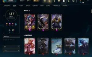 Unranked com 80 Champs e 147 Skins ( SERVIDOR DA OCEANIA )