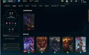 Conta prata 4 com 37 Skins e 77 Champs