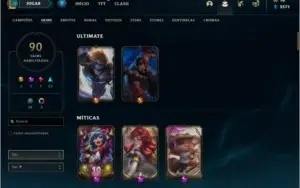 CONTA LEAGUE OF LEGENDS COM SKINS RARAS