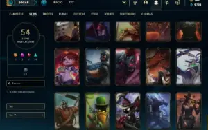 Conta bronze 4 com 70 Champs e 54 Skins + 30 Espolios
