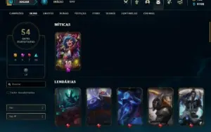 Conta bronze 4 com 70 Champs e 54 Skins + 30 Espolios
