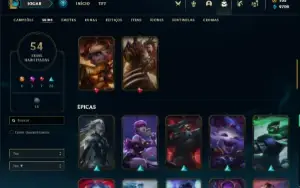 Conta bronze 4 com 70 Champs e 54 Skins + 30 Espolios