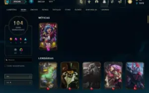 Conta de LOL nível 314 com diversas skins.