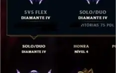CONTA DIAMANTE / 125 SKINS /FALTA 2 CHAMPS / HONRA 4