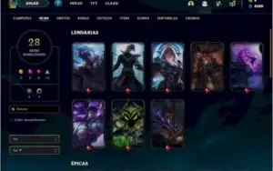 Conta platina 2 com 28 skins e 48 champs