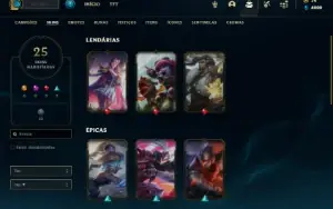 Conta ouro 4 com 65 Champs e 25 Skins