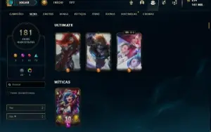 Conta prata 1 com TODOS os champs e 181 Skins + 5 Vitoriosas