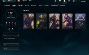 Conta prata 1 com TODOS os champs e 181 Skins + 5 Vitoriosas