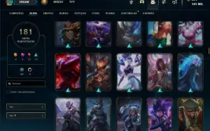 Conta prata 1 com TODOS os champs e 181 Skins + 5 Vitoriosas