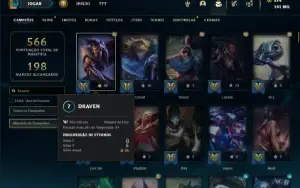 Conta prata 1 com TODOS os champs e 181 Skins + 5 Vitoriosas