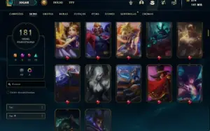 Conta prata 1 com TODOS os champs e 181 Skins + 5 Vitoriosas