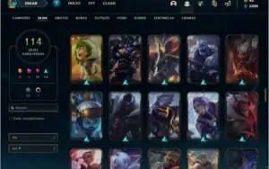Conta bronze 1 com 109 champs e 114 skins