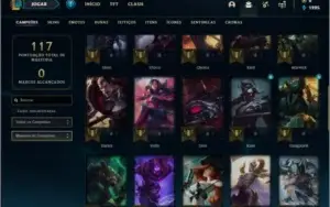 Conta bronze 1 com 44 champs e 14 skins