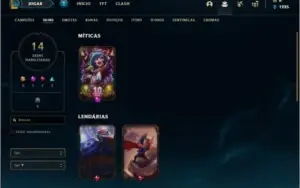 Conta bronze 1 com 44 champs e 14 skins