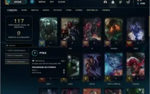 Conta bronze 1 com 44 champs e 14 skins