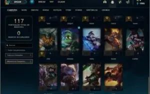 Conta bronze 1 com 44 champs e 14 skins