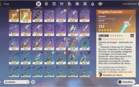 AR 49 + ZhongLi + Falcão + 6743 Primogens + 59 resinas.